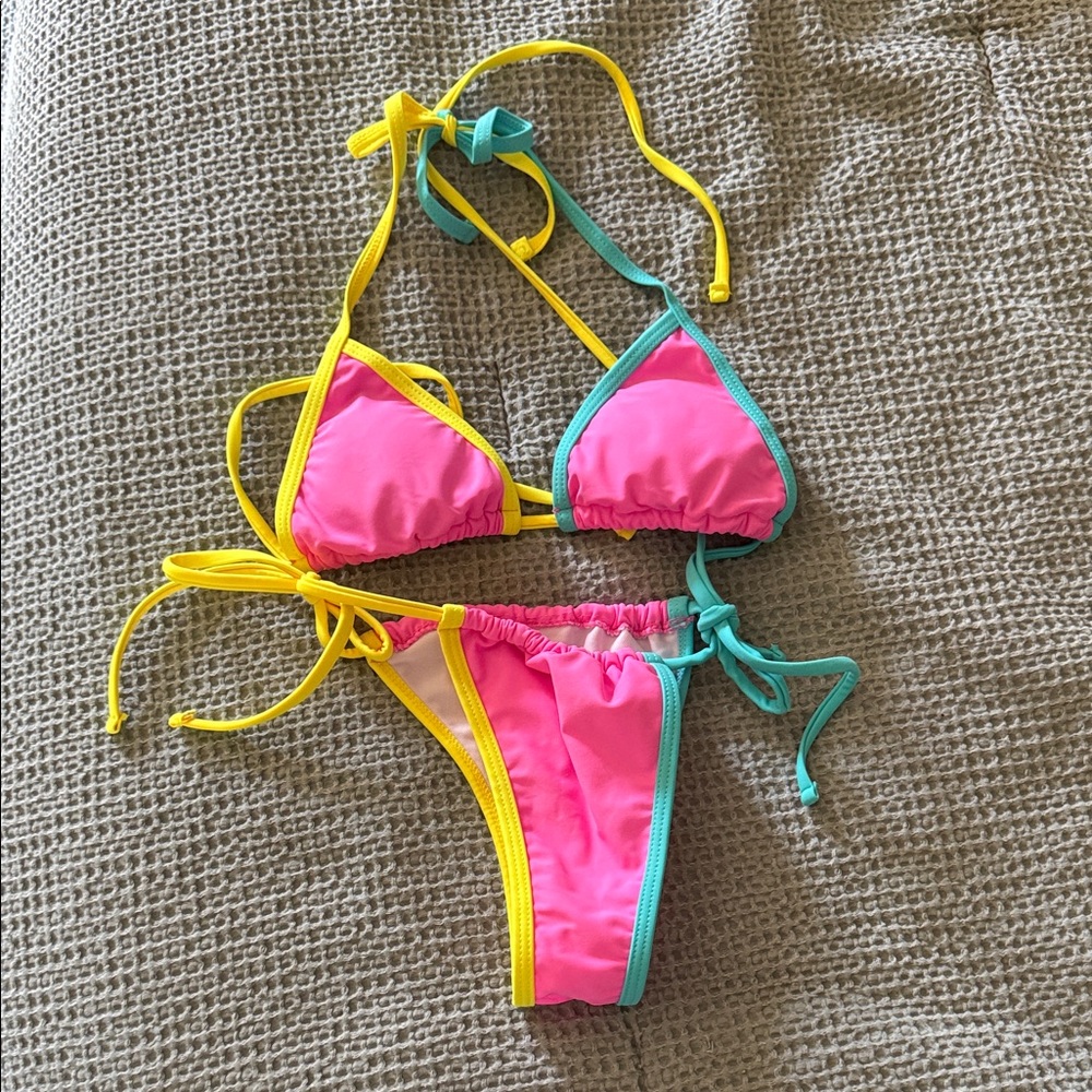 Vibrant Pink and Yellow Bikini Set
